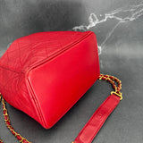 Rare Chanel Drawstring Bag in Red