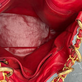 Rare Chanel Drawstring Bag in Red
