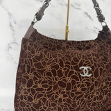 Rare Chanel Suede Camelias Hobo Bag