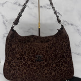 Rare Chanel Suede Camelias Hobo Bag