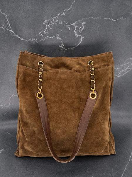 Chanel Decacoco Brown Suede Tote