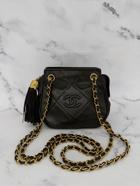 Chanel Double Chain Logo Crossbody Bag