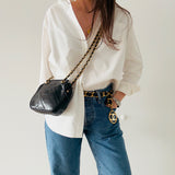 Chanel Double Chain Logo Crossbody Bag
