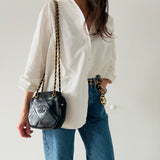 Chanel Double Chain Logo Crossbody Bag