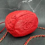 Rare Chanel Ostrich Coco Mark Bucket Bag