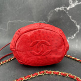 Rare Chanel Ostrich Coco Mark Bucket Bag