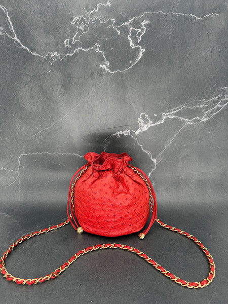 Rare Chanel Ostrich Coco Mark Bucket Bag