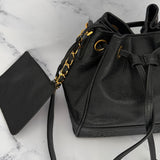 Chanel Double CC Caviar Bucket Bag