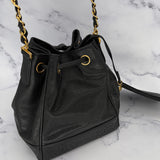 Chanel Double CC Caviar Bucket Bag