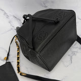 Chanel Double CC Caviar Bucket Bag