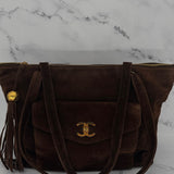 Chanel Chocolate Suede Tote Bag
