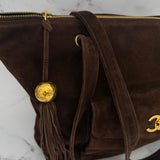 Chanel Chocolate Suede Tote Bag