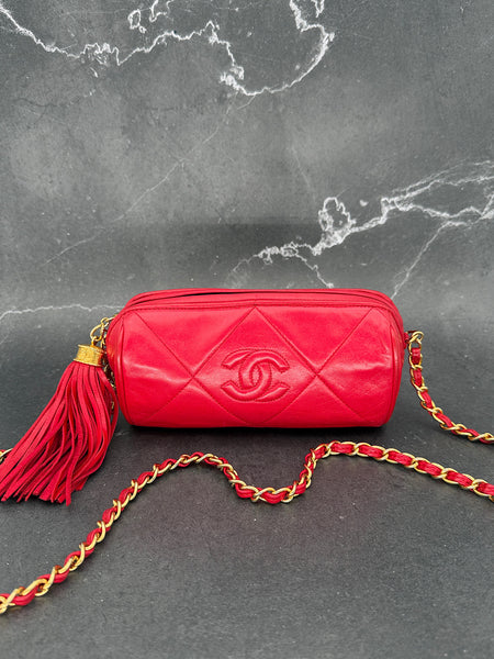 Chanel Tassel Barrel Bag in Red