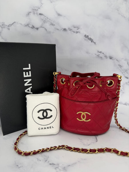 Rare Chanel Gabriel CC Bucket Bag in Red