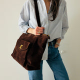 Chanel Chocolate Suede Tote Bag
