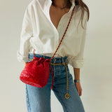Rare Chanel Ostrich Coco Mark Bucket Bag