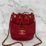 Rare Chanel CC Bucket Bag in Red