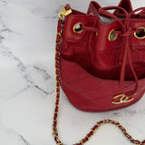 Rare Chanel CC Bucket Bag in Red