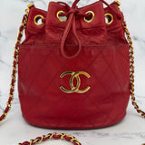 Rare Chanel CC Bucket Bag in Red