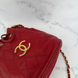 Rare Chanel CC Bucket Bag in Red