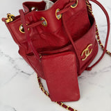 Rare Chanel CC Bucket Bag in Red