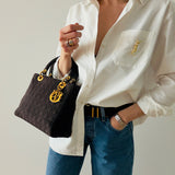 Dior Medium Lady Dior in Brown Nylon