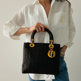 Dior Medium Lady Dior in Brown Nylon