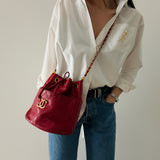 Rare Chanel CC Bucket Bag in Red