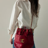 Rare Chanel CC Bucket Bag in Red