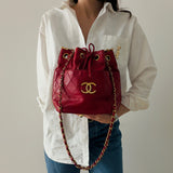 Rare Chanel CC Bucket Bag in Red