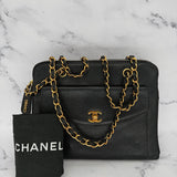 Chanel Caviar Turnlock Tote with Chains