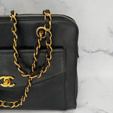 Chanel Caviar Turnlock Tote with Chains
