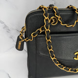 Chanel Caviar Turnlock Tote with Chains