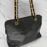 Chanel Caviar Turnlock Tote with Chains