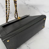 Chanel Caviar Turnlock Tote with Chains