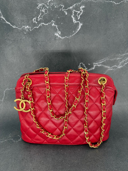 Chanel Matelasse CC Shoulder Bag in Red