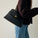 Chanel Caviar Turnlock Tote with Chains