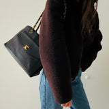 Chanel Caviar Turnlock Tote with Chains