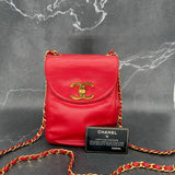 Rare Chanel Turnlock Crossbody Bag in Red