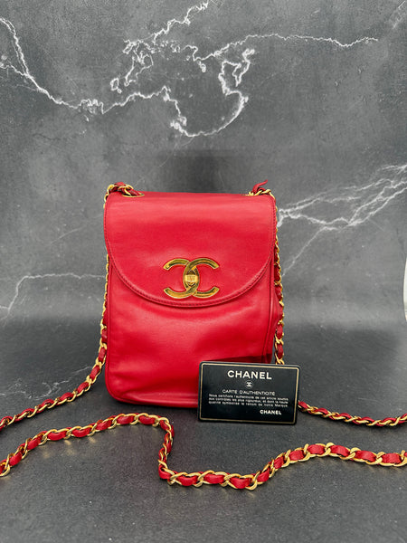 Rare Chanel Turnlock Crossbody Bag in Red