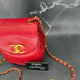 Rare Chanel Turnlock Crossbody Bag in Red