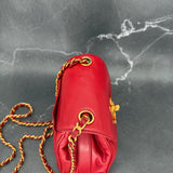Rare Chanel Turnlock Crossbody Bag in Red