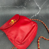 Rare Chanel Turnlock Crossbody Bag in Red