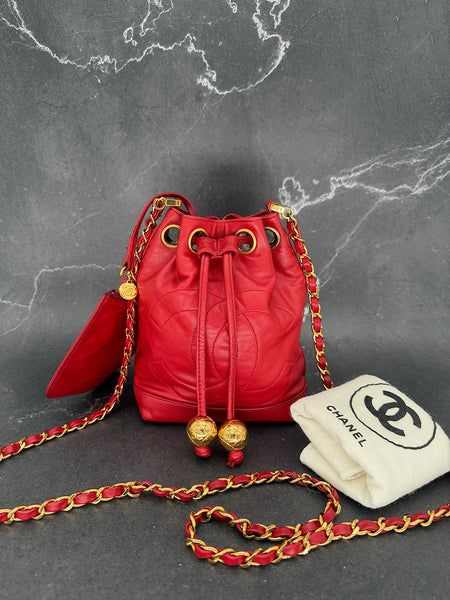 Rare Chanel Decacoco Mini Bucket Bag in Red